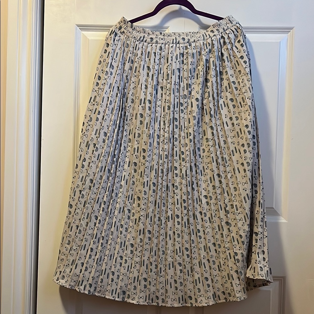 Cute Pasta Print Pleated Skirt M